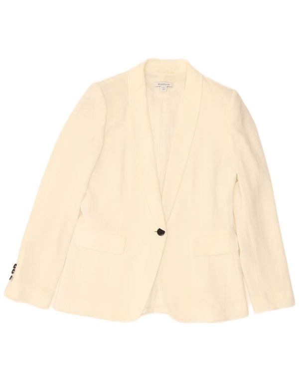 Giacca blazer da donna a 1 bottone Marella UK 14 grande triacetato bianco