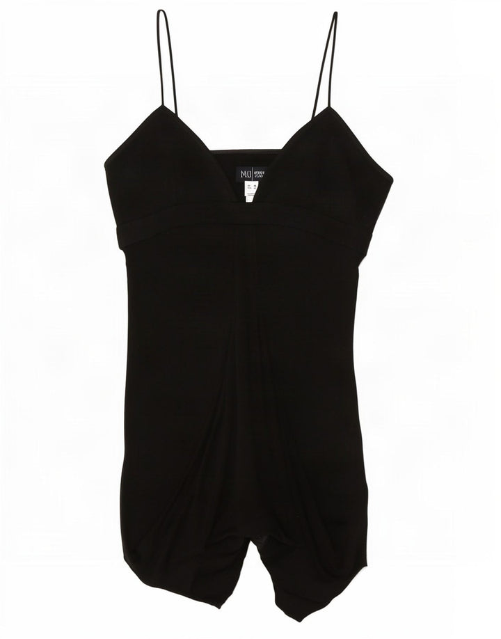 Top tunica asimmetrica senza maniche da donna Armani Jeans UK 12 seta media nera