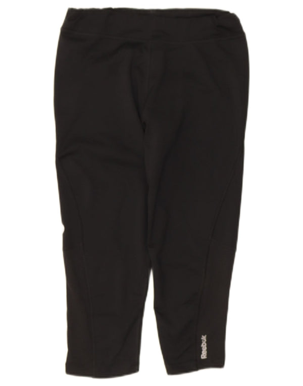 Leggings Reebok Donna Capri UK 8/10 Small Nero Poliestere