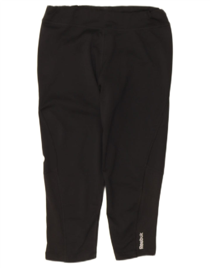 Leggings Reebok Donna Capri UK 8/10 Small Nero Poliestere