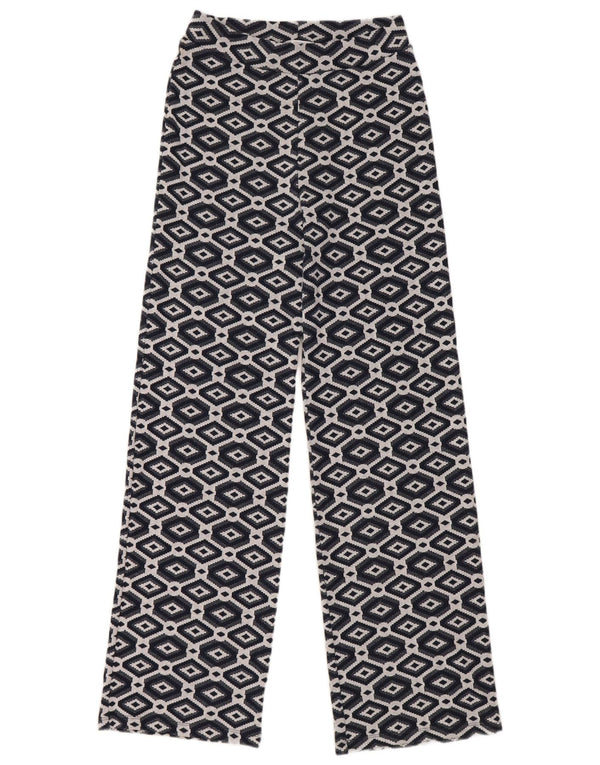 Pantaloni a gamba larga da donna Zara medi W28 L30 blu navy geometrici