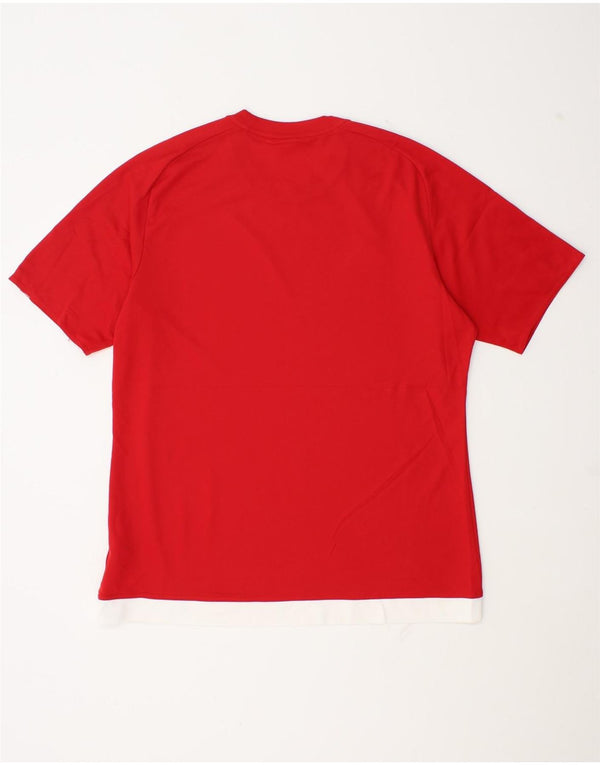 T-shirt Adidas Climalite da uomo, grande, in poliestere color block rosso