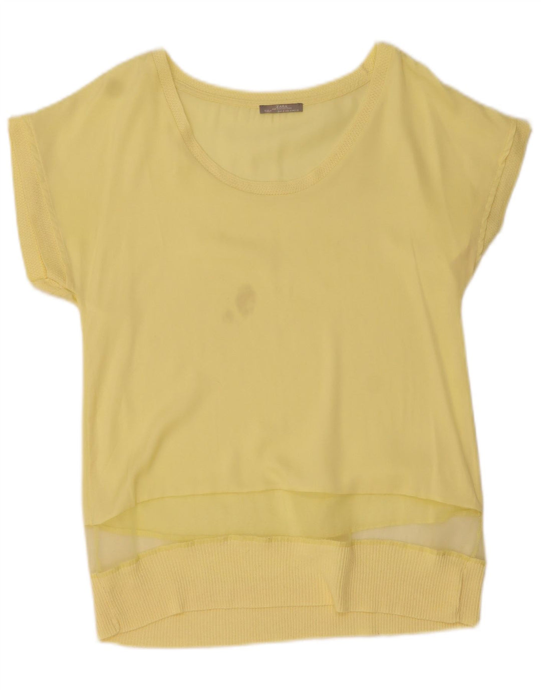 Top Camicetta Donna Zara UK 10 Small Giallo
