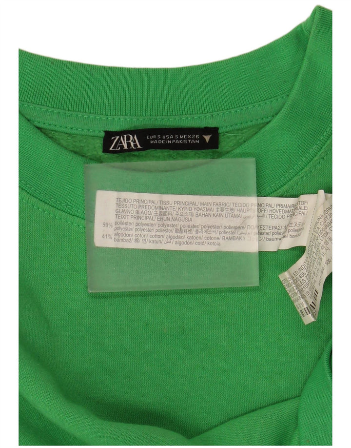 Felpa corta oversize da donna Zara, maglione, UK 10, piccola, verde, in poliestere