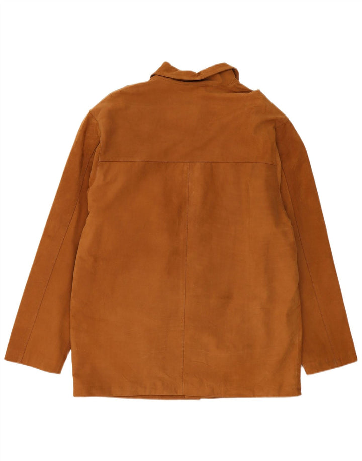 Giacca vintage in pelle scamosciata da uomo UK 40 grande beige