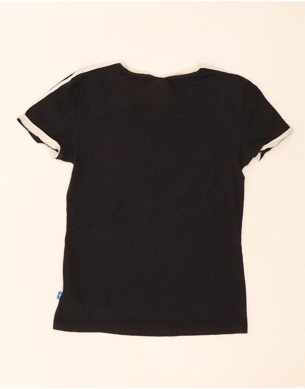 T-shirt da donna Adidas Top UK 8 Small in cotone color block nero
