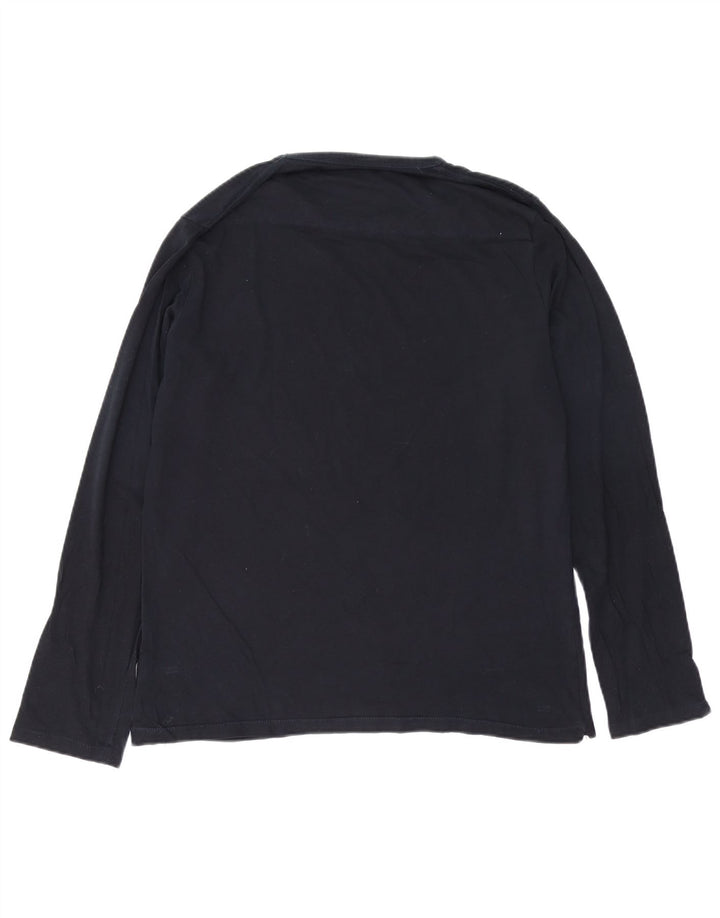 French Connection Top da uomo a manica lunga XL in cotone blu navy