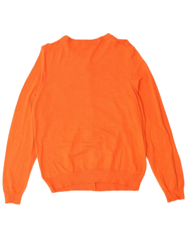 Maglione cardigan da donna Marks & Spencer UK 16 grande viscosa arancione