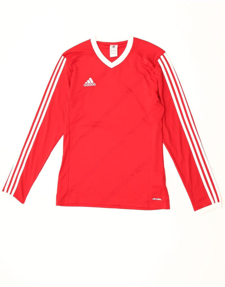 Top ADIDAS Climalite da uomo a manica lunga piccolo poliestere rosso
