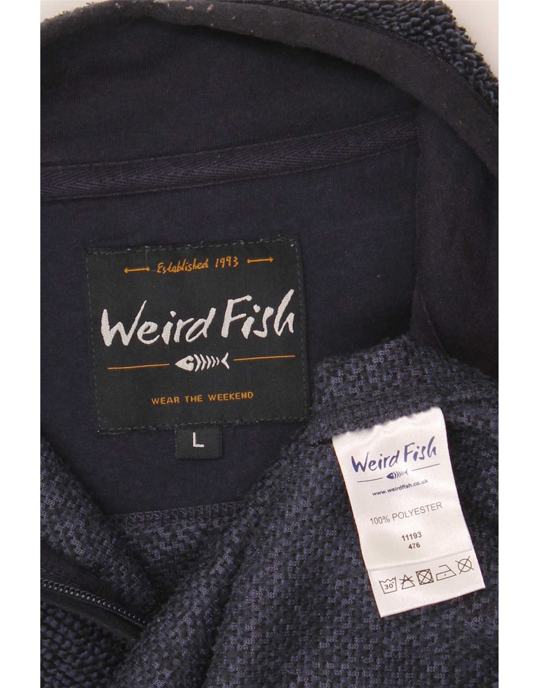 Felpa con collo con zip da uomo Weird Fish, grande poliestere blu navy