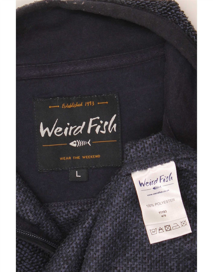 Felpa con collo con zip da uomo Weird Fish, grande poliestere blu navy