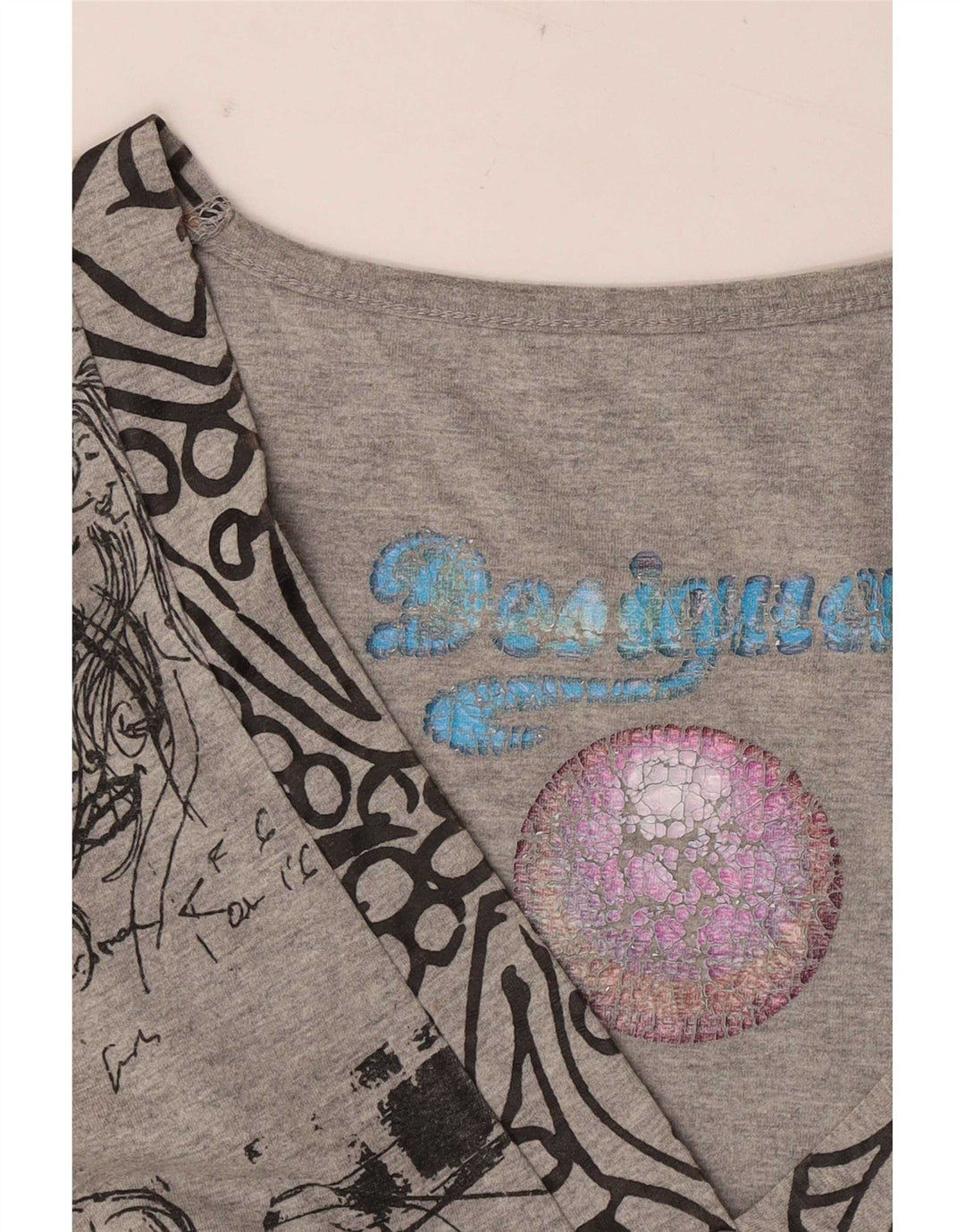 Abito da donna Desigual Graphic A-Line UK 12 Grigio medio