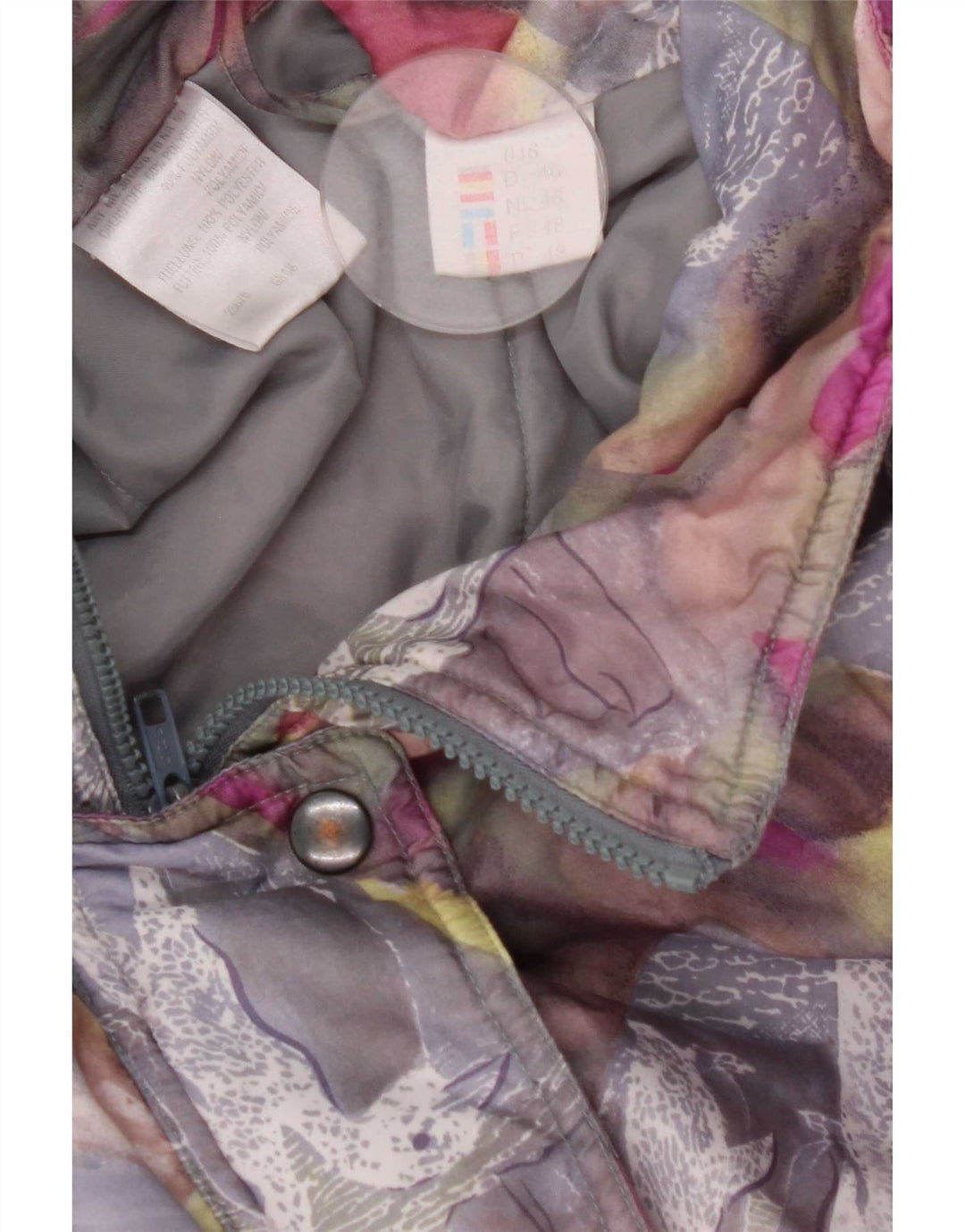 Giacca a vento vintage da donna con motivo astratto IT 46 grande multicolore