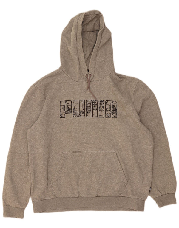 Felpa con cappuccio grafica da uomo Puma grande in cotone chiazzato grigio