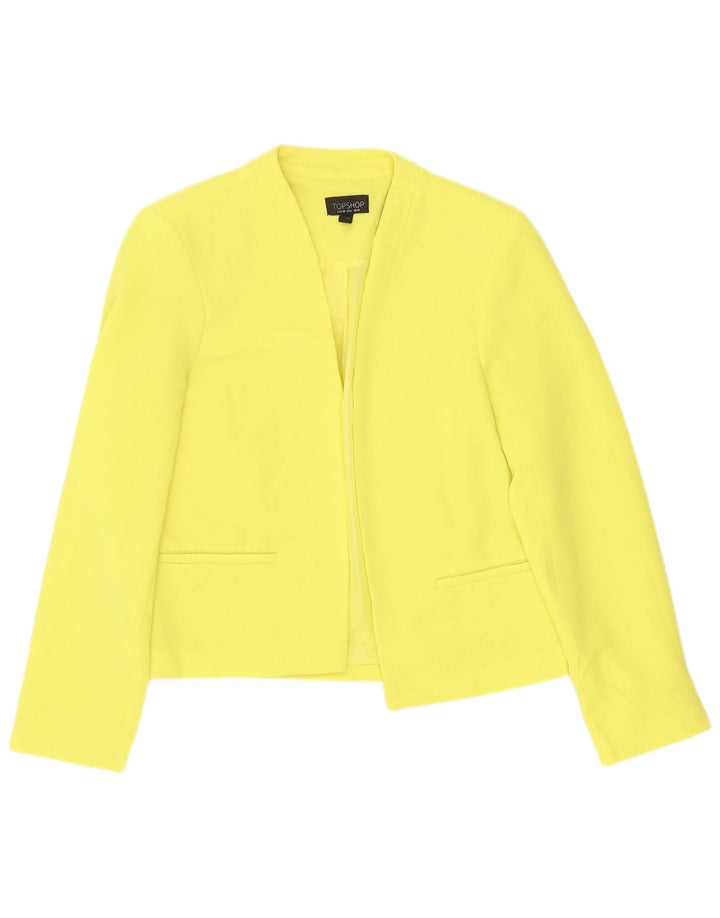 Giacca blazer aperta da donna Topshop UK 10 piccola poliestere giallo