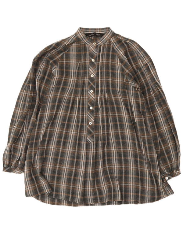 Camicia pullover ampia da donna Zara, vestibilità ampia, lunga, UK 14, grigio medio a quadri