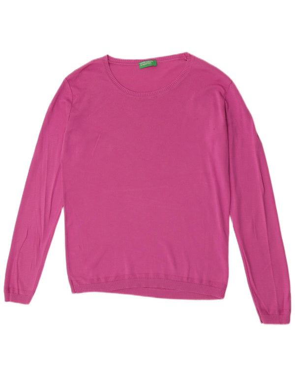 Maglione maglione con scollo a barca da donna Benetton UK 18 XL cotone rosa