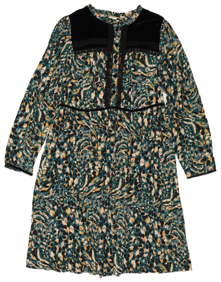 Monsoon Abito da tè maxi da donna UK 10 Piccolo bohémien maculato multicolore