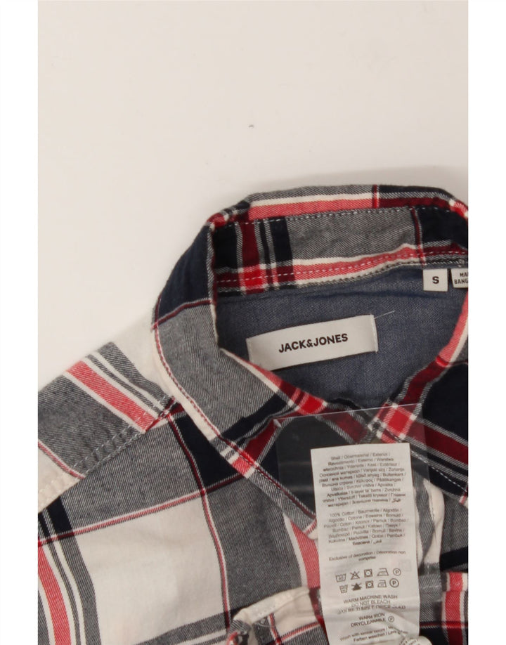 JACK & JONES Mens Flannel Shirt Small Navy Blue Check Cotton Vintage Jack & Jones and Second-Hand Jack & Jones from Messina Hembry 