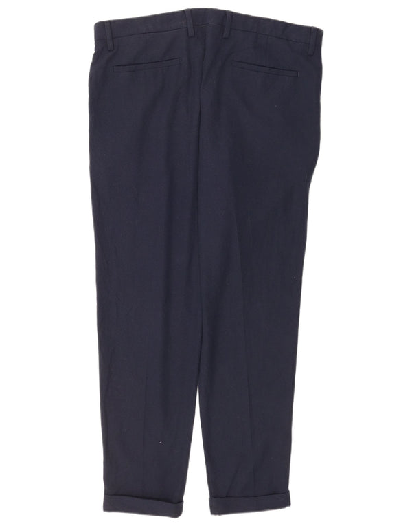 Pantaloni da abito slim da uomo Zara EU 44 Large W34 L30 poliestere blu navy
