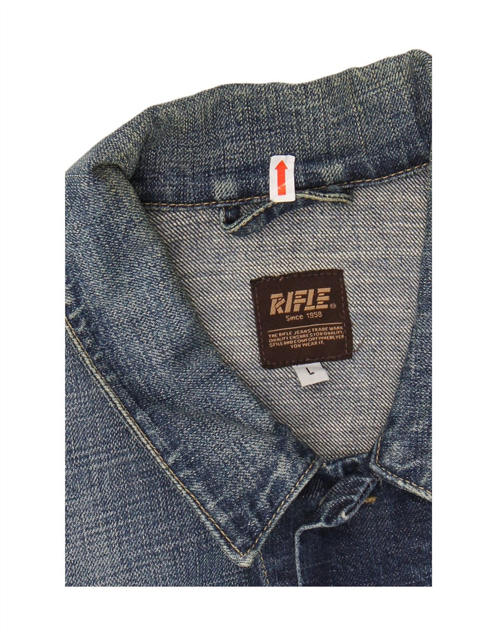 Giacca di jeans da donna RIFLE UK 16 grande cotone blu