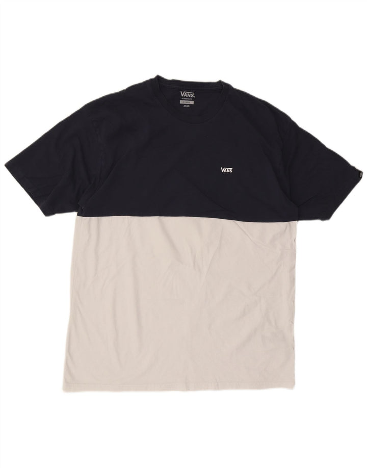 T-shirt da uomo Vans Classic Fit XL in cotone color block blu navy