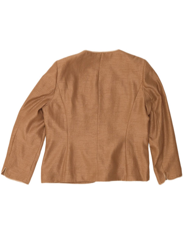 Jacques Vert Womens 1 Button Blazer Jacket UK 22 3XL Beige Polyester