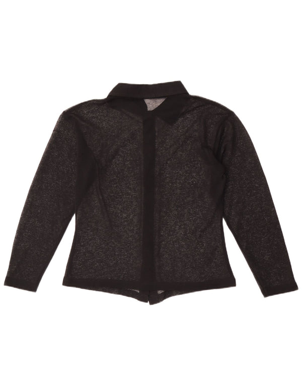 Camicetta trasparente da donna vintage UK 12 media nera