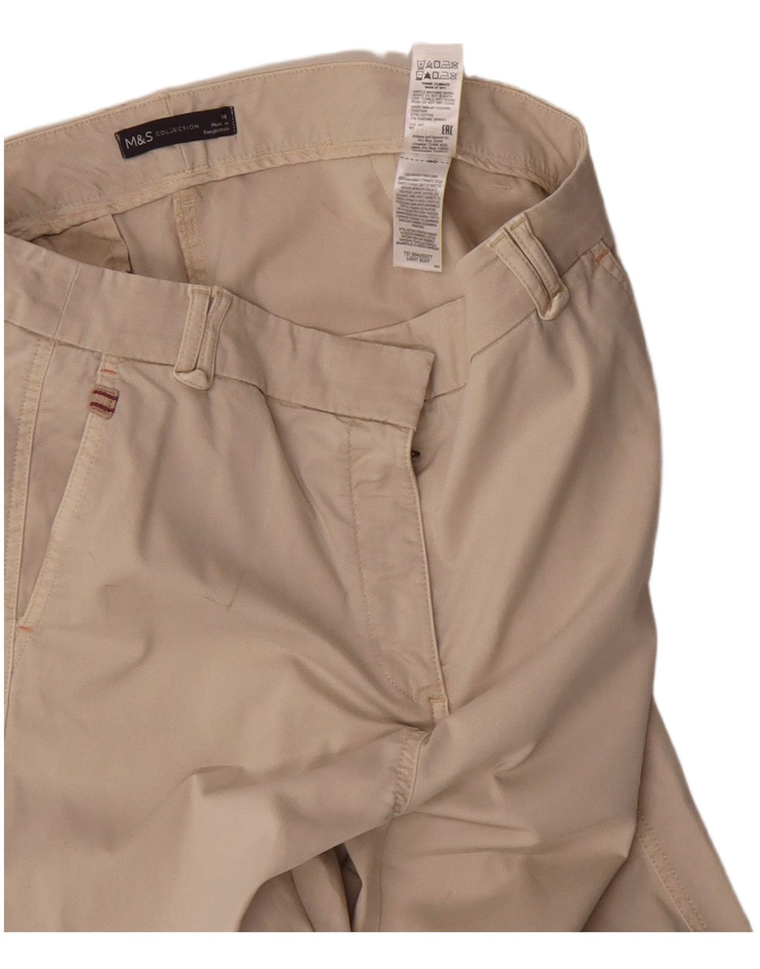 Pantaloni chino da donna Marks & Spencer UK 14 medi W30 L27 Cotone beige
