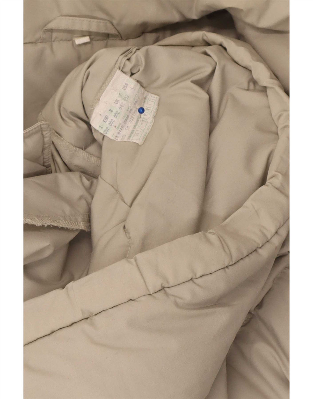 Giacca imbottita con cappuccio vintage da uomo UK 42 XL Poliestere beige