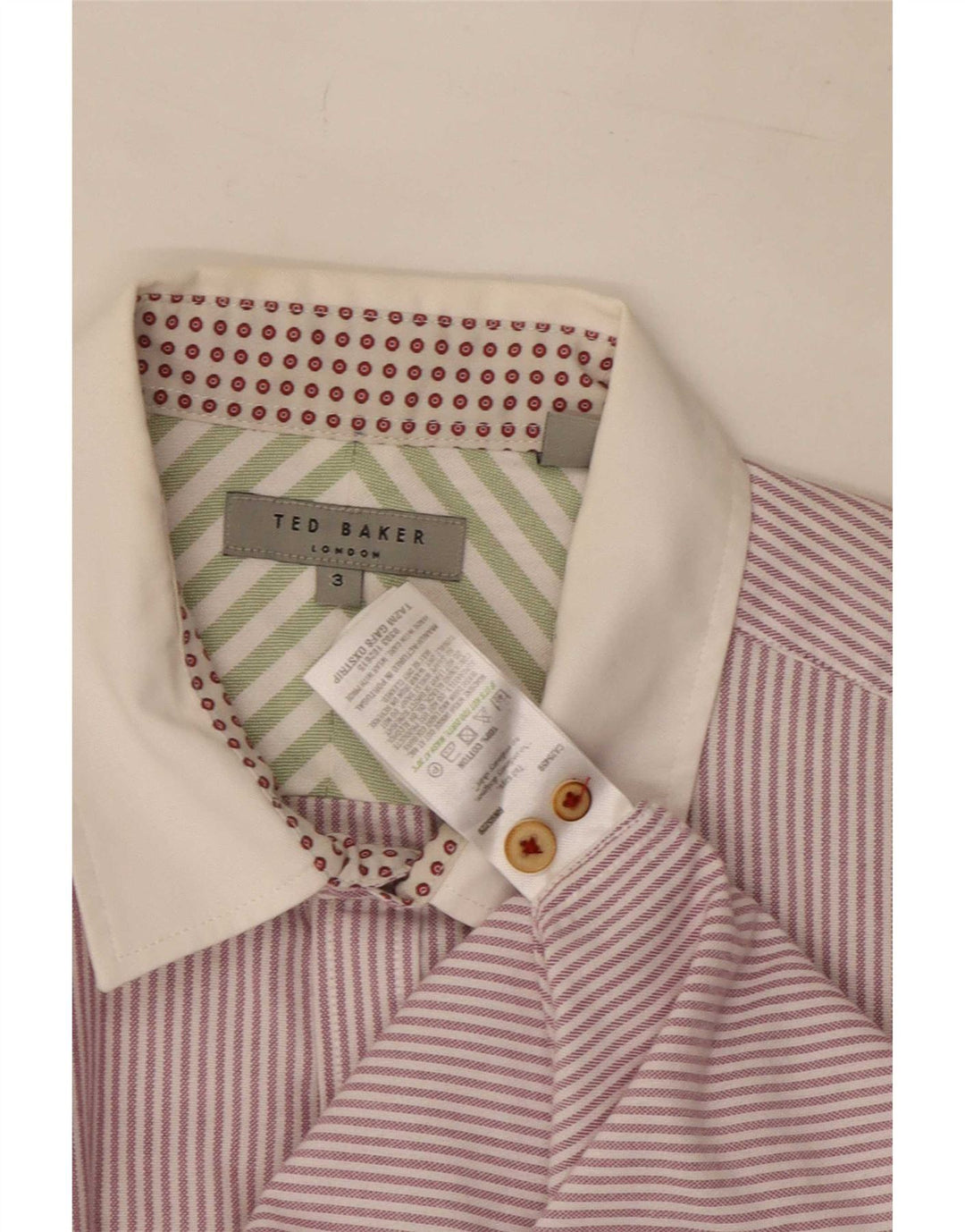 Camicia da uomo Ted Baker taglia 3 cotone gessato medio viola