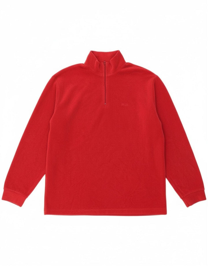 Maglione in pile Fila da bambino con zip e collo 13-14 anni XL Rosso