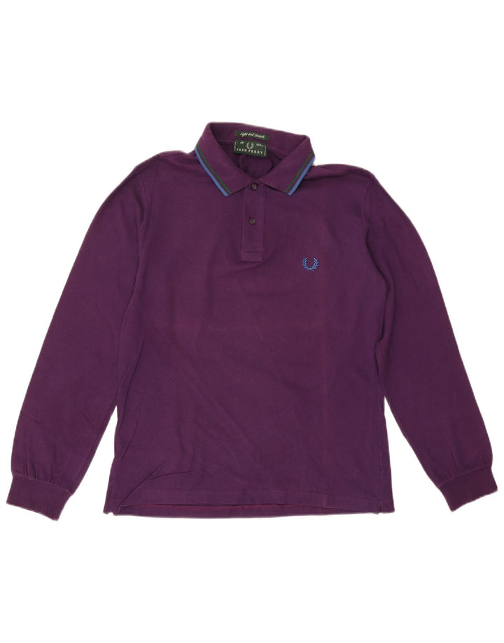 FRED PERRY Polo da uomo a maniche lunghe leggera ed elasticizzata piccola viola