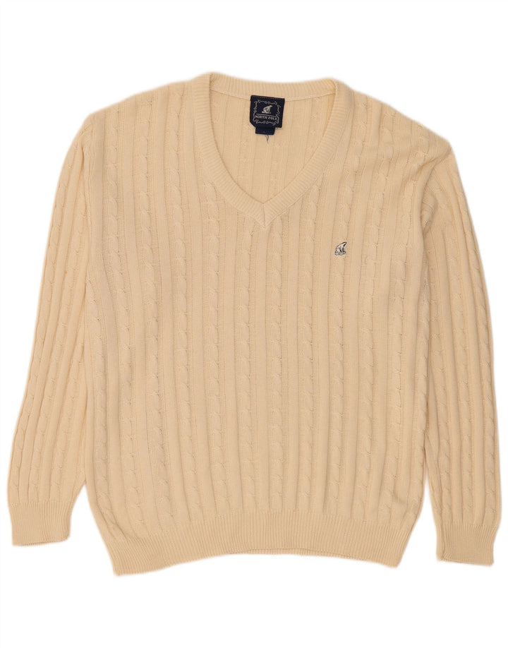 Maglione maglione con scollo a V da uomo North Pole Beige medio