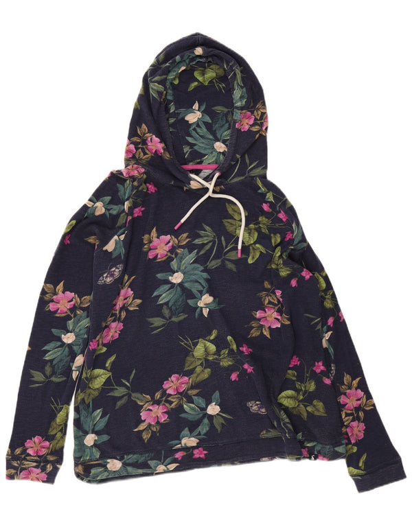 Joules Felpa con cappuccio oversize da donna UK 18 XL Cotone floreale blu navy