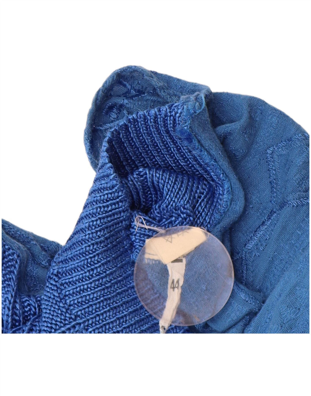 Maglione cardigan da donna vintage IT 44 Viscosa geometrica blu medio