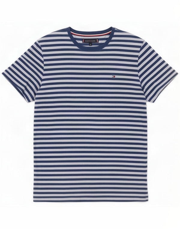 Tommy Hilfiger T-shirt slim fit da uomo, piccola, in cotone a righe blu, nautico