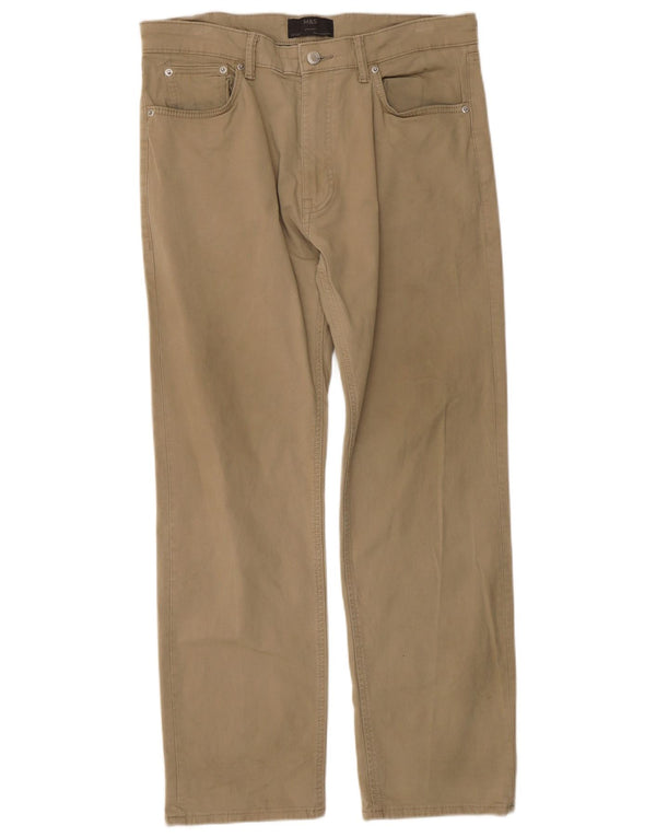 Pantaloni casual dritti da uomo Marks & Spencer W34 L29 cotone kaki