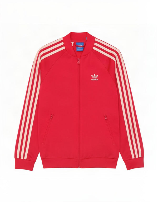 Giacca da ginnastica grafica per ragazze Adidas 11-12 anni in poliestere rosso