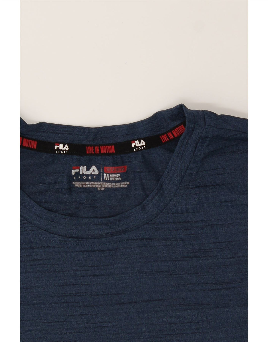 FILA Mens T-Shirt Top Medium Navy Blue Pinstripe Vintage Fila and Second-Hand Fila from Messina Hembry 