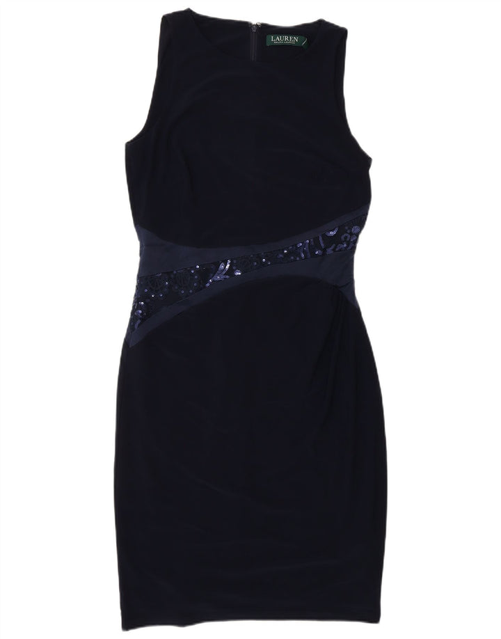 RALPH LAUREN Abito tubino senza maniche da donna US 4 Small Poliestere blu navy