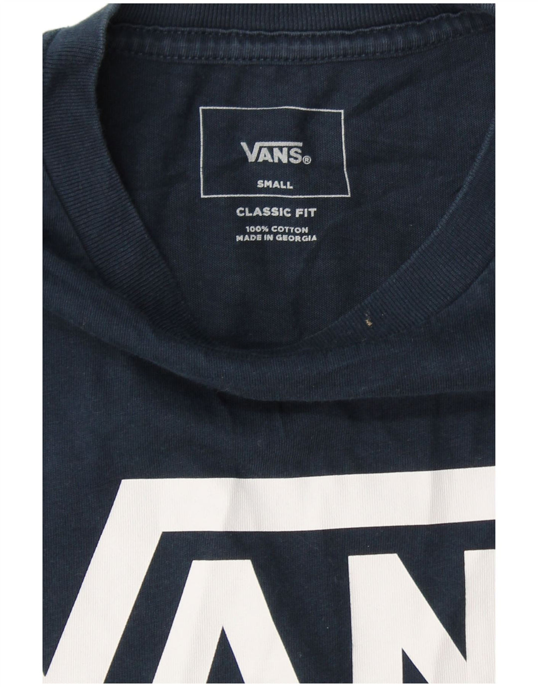 VANS Top grafico da donna vestibilità classica manica lunga UK 10 Small Blu Navy