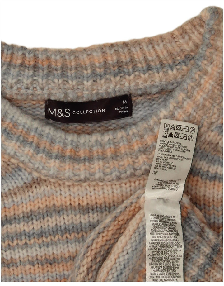 Maglione corto con scollo a barca da donna Marks & Spencer UK 14 medio multicolore