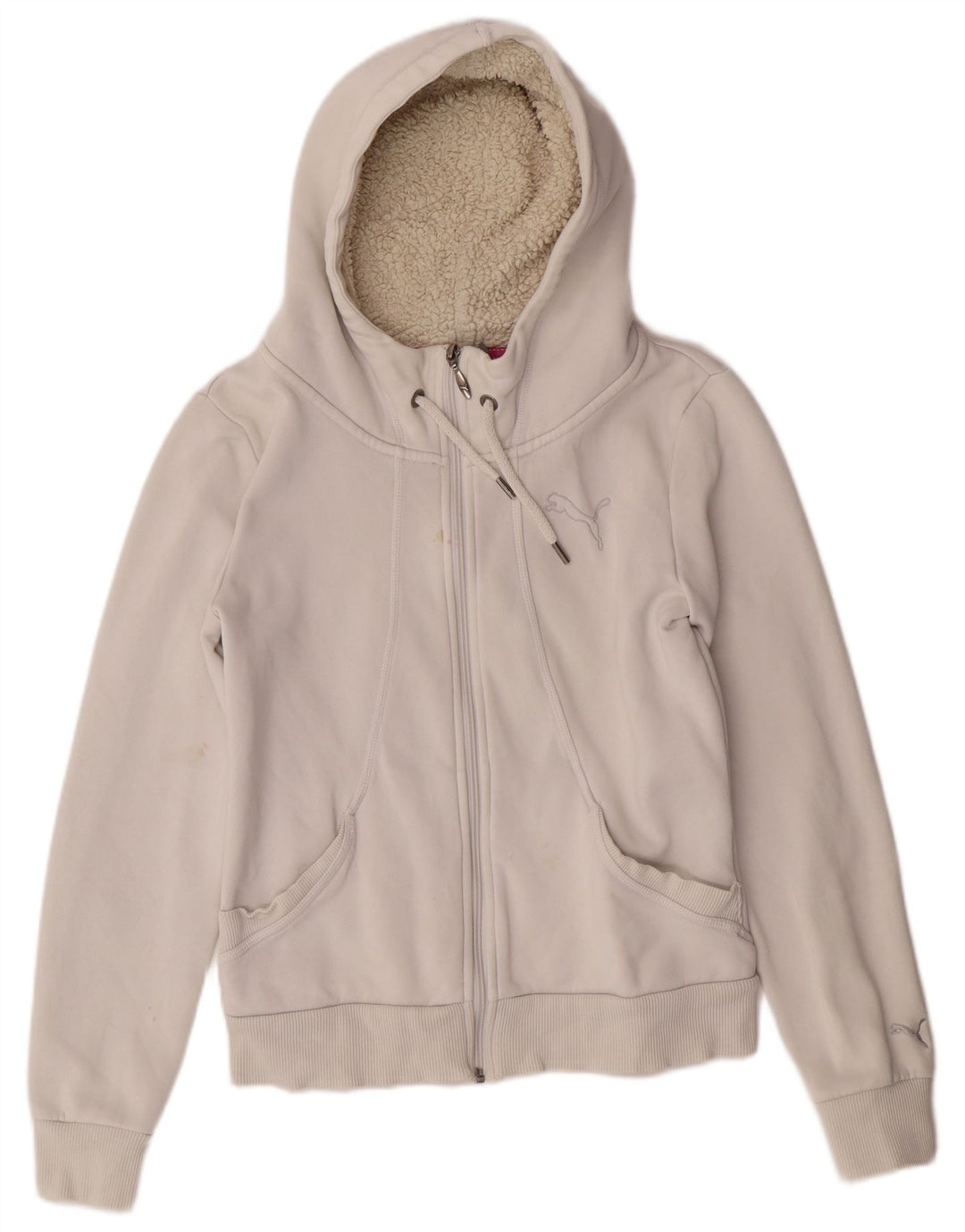 Felpa con cappuccio e zip da donna PUMA UK 10 Small Bianca