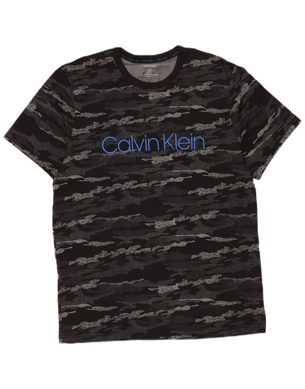 T-shirt grafica da uomo Calvin Klein Top in cotone mimetico nero medio