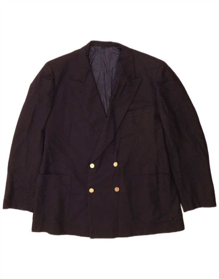 Giacca blazer doppiopetto da uomo Burberrys IT 56 XL lana blu navy