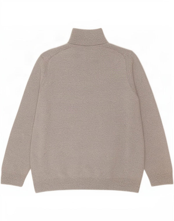 Maglione da uomo Marks & Spencer con zip e collo, grande, in cotone screziato bianco sporco