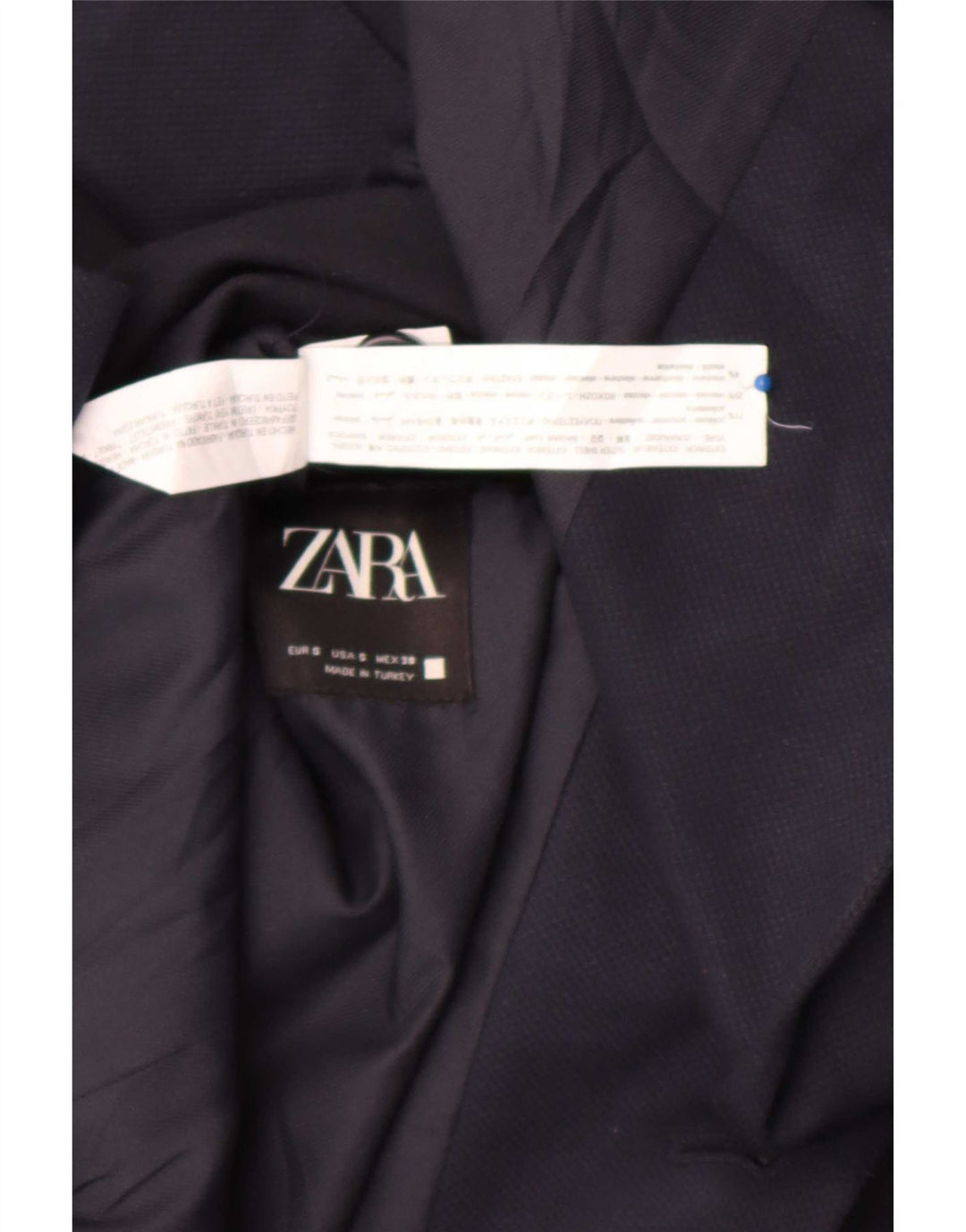 Giacca blazer da uomo a 2 bottoni Zara UK 36 piccola in poliestere blu navy