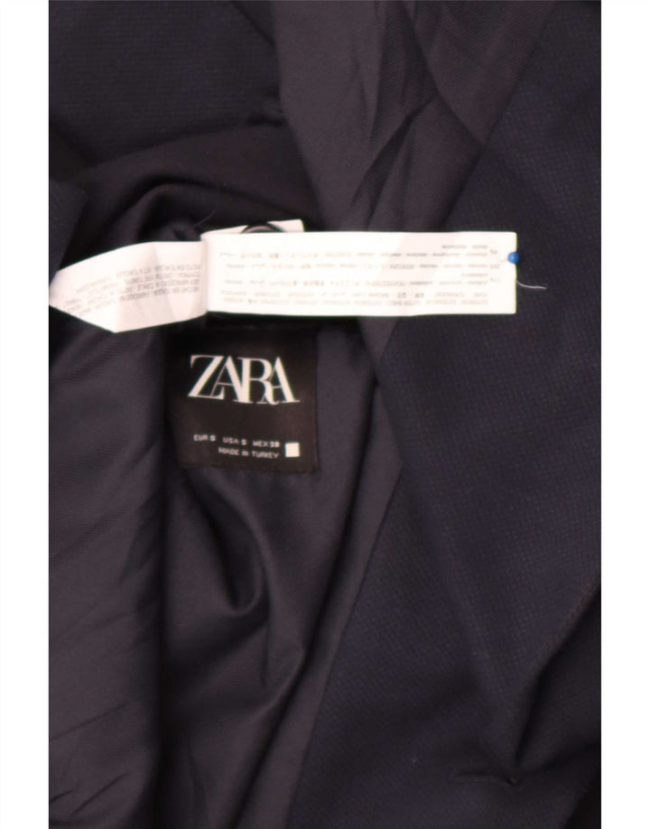 Giacca blazer da uomo a 2 bottoni Zara UK 36 piccola in poliestere blu navy