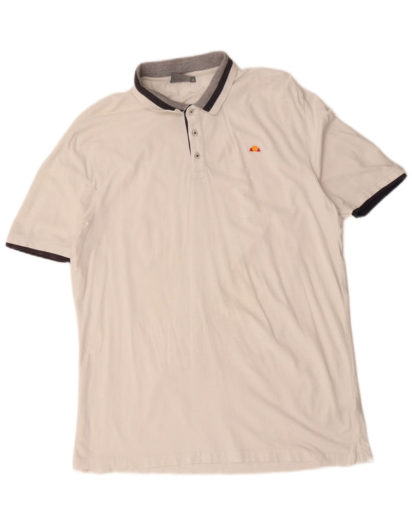 Polo da uomo Ellesse XL in cotone a righe bianche